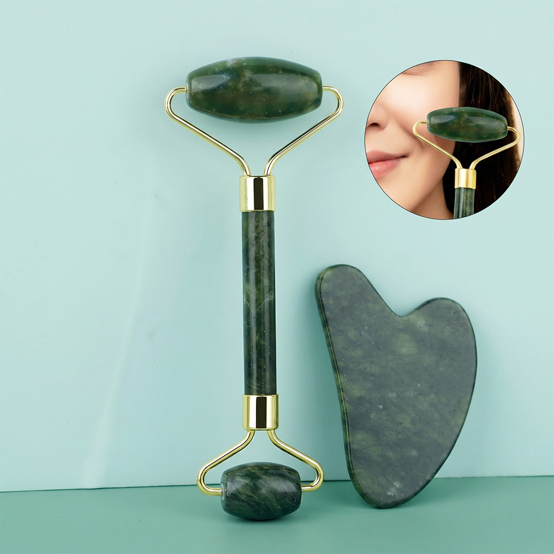 Jade Gua Sha & Facial Roller Set